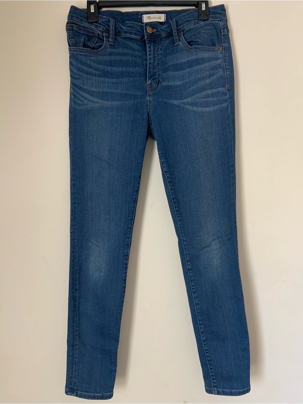 Madewell Women Roadtripper Skinny High Rise Jeans in Medium/Dark Blue Wash 29
